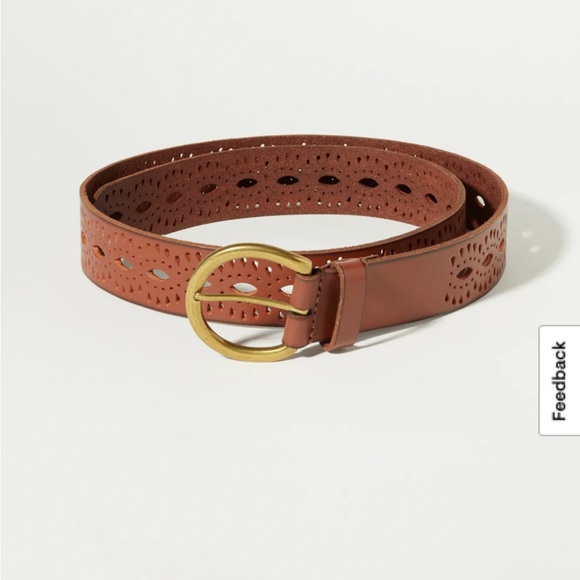 Lucky Brand Beachwood Cutout Belt Brown Leather M - Picture 3 of 6